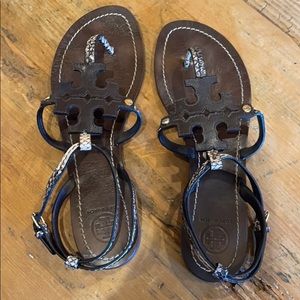 Tory Burch snake skin mix with brown leather